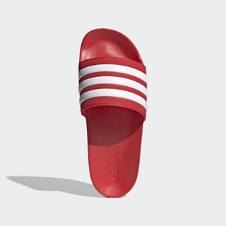 Adidas 運動防水拖鞋 女生 SLIDES 三線立體 LOGO 拖鞋 游泳 雨天 輕量 好穿 紅色 GZ5923