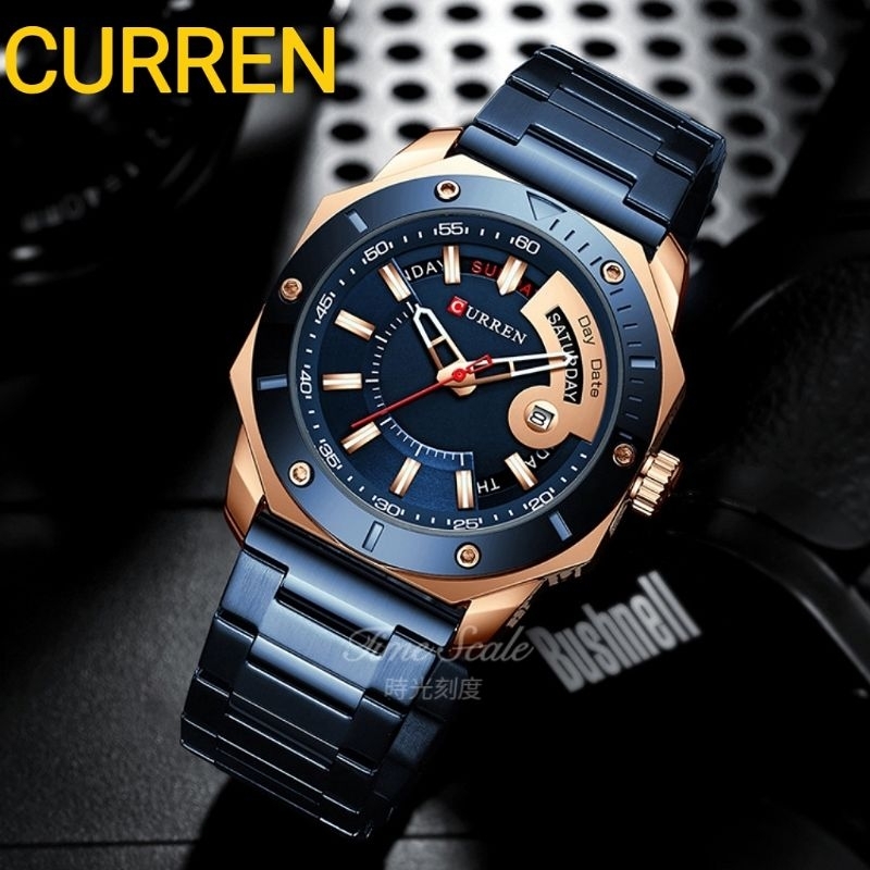CURREN/卡瑞恩 正品 商務防水日期星期鋼帶款手錶 男士手錶