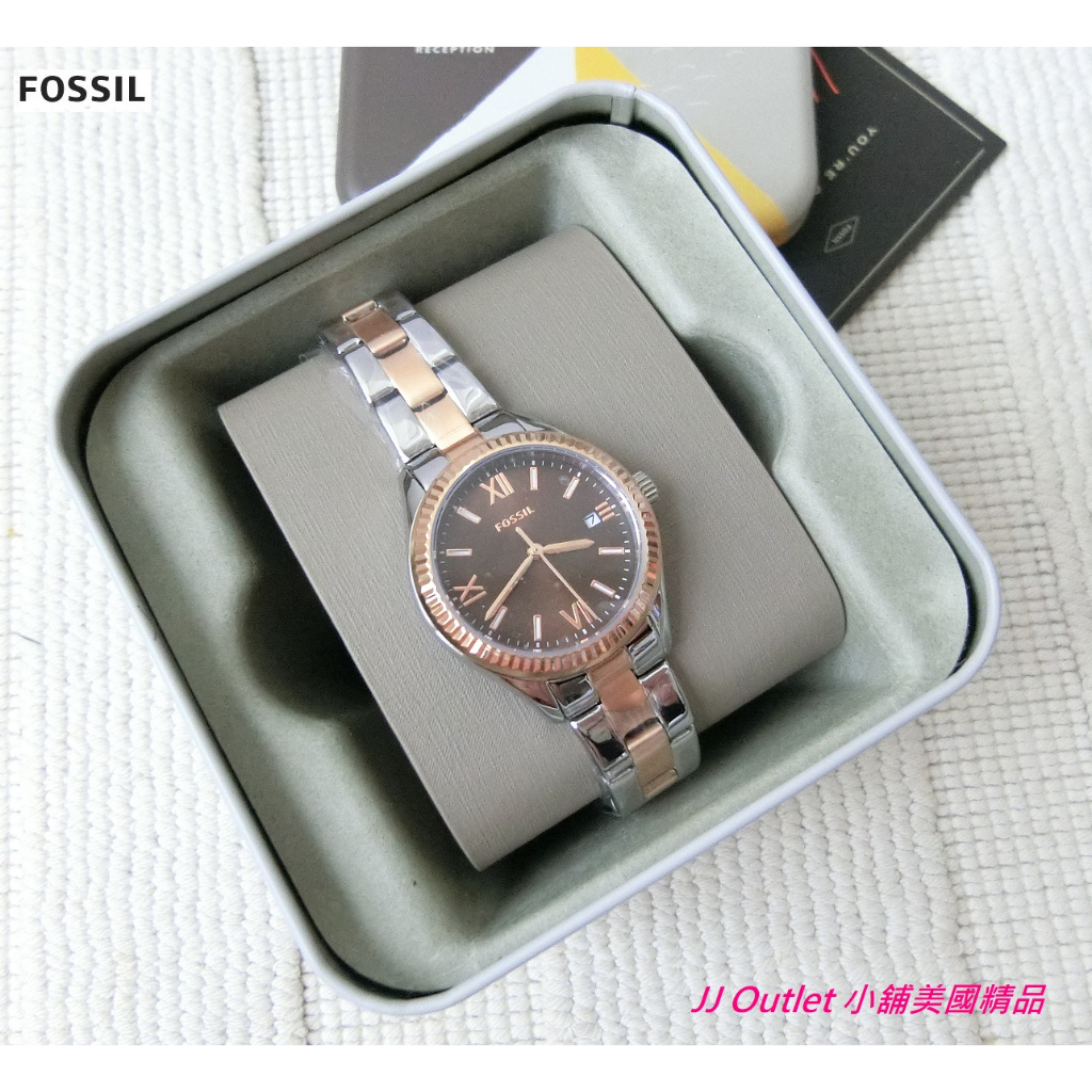 [美國購回真品, 現貨在台]美國購回全新 Fossil BQ3825 不鏽鋼錶帶女款手錶/女錶(附原廠禮盒)