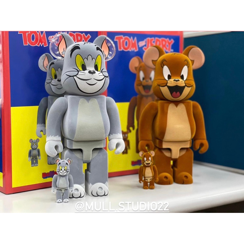 【Mull.】BE@RBRICK Tom &amp; Jerry 湯姆貓 傑利鼠 貓鼠 植絨 庫柏力克熊 400% 100%