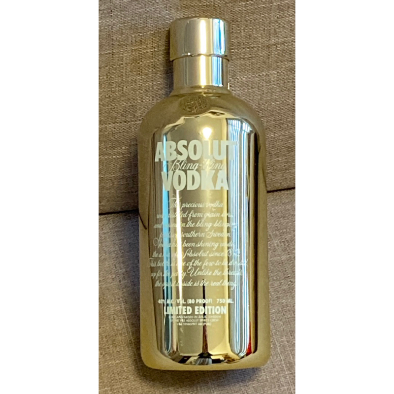 ABSOLUT VODKA 絕對伏特加金光閃閃限量瓶 750ml空瓶 (塑膠殼)