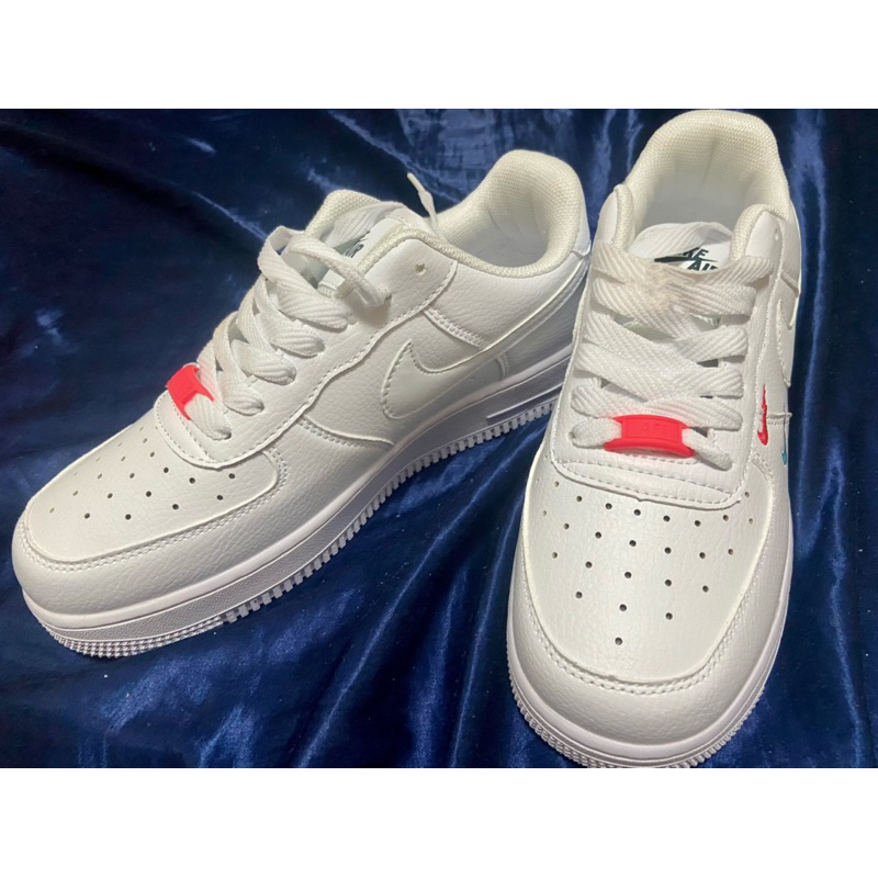 Nike Air Force 1 白鞋 邁阿密 藍紅小勾 情侶款