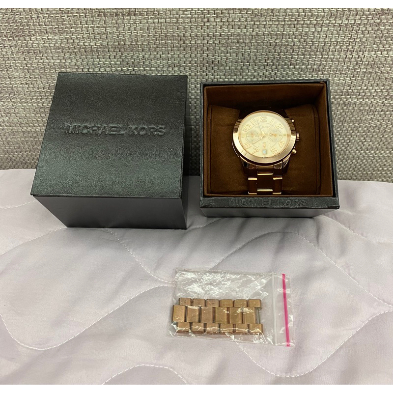 正版Michael Kors 玫瑰金 數字 雙眼 手錶 MK時尚錶。附紙盒