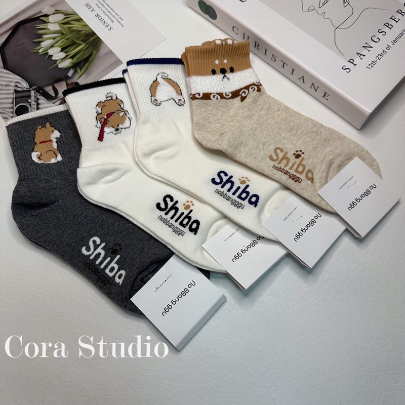 Cora Studio ✨/台灣現貨/韓國🇰🇷襪子/柴柴款/長襪 踝襪 柴犬襪 女襪 卡通襪 可愛圖案 韓國 基本款