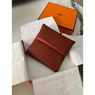 現貨1個 全新 HERMES Bastia EPSOM 方形釦式零錢包 經典棕色