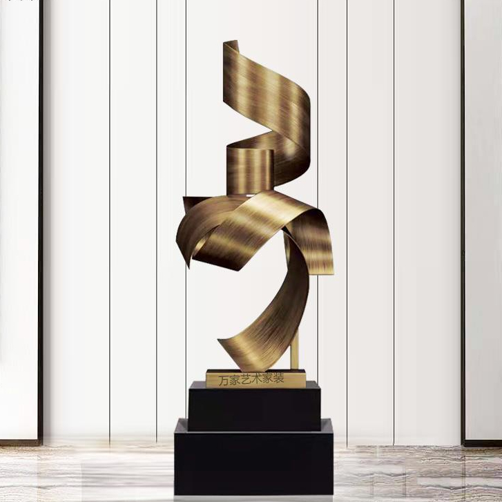【免運】2023新款現代大型抽象金屬擺件酒店大堂雕塑藝術品玄關過道客廳落地裝飾品