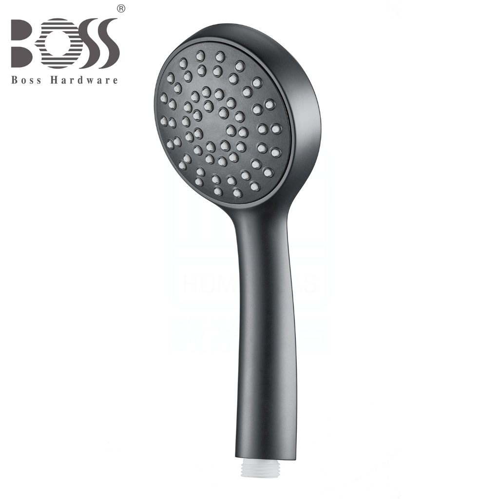 《BOSS》消光黑 大流量單段蓮蓬頭 D-532 低水壓環境適用 防垢出水軟膠粒子 輕鬆清除水垢