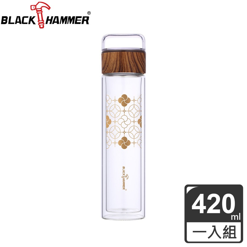 BLACK HAMMER鐵窗花雙層耐熱玻璃瓶420ml