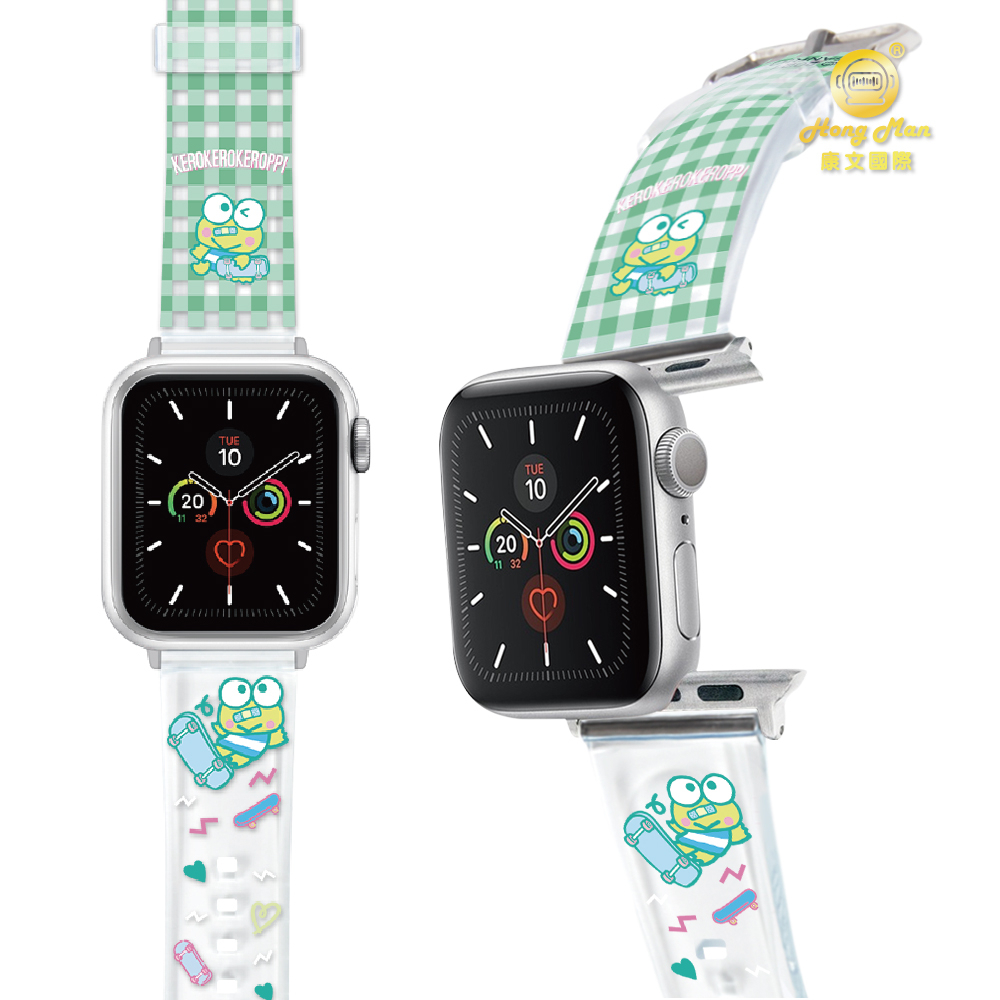 【Hong Man】三麗鷗 大眼蛙 Apple Watch PVC 果凍透明錶帶｜KR 滑板男孩
