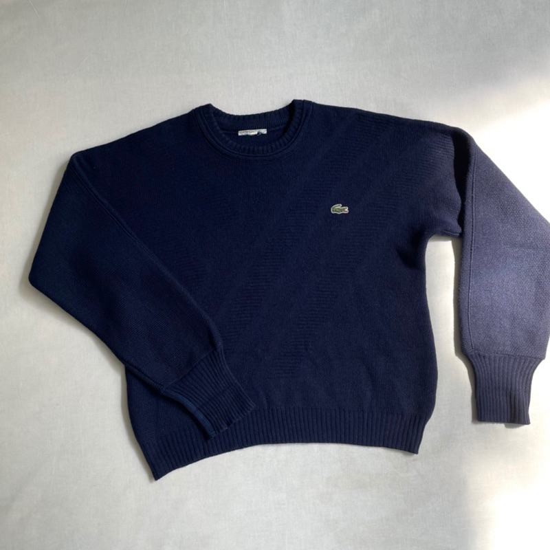 法國製造 Lacoste Wool Acrylic Crew Neck 羊毛混紡 針織毛料 圓領毛衣 古著vintage