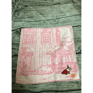 日本 正品 嚕嚕米 moomin 純棉 小不點 小手帕 方巾 手帕 粉色 小毛巾