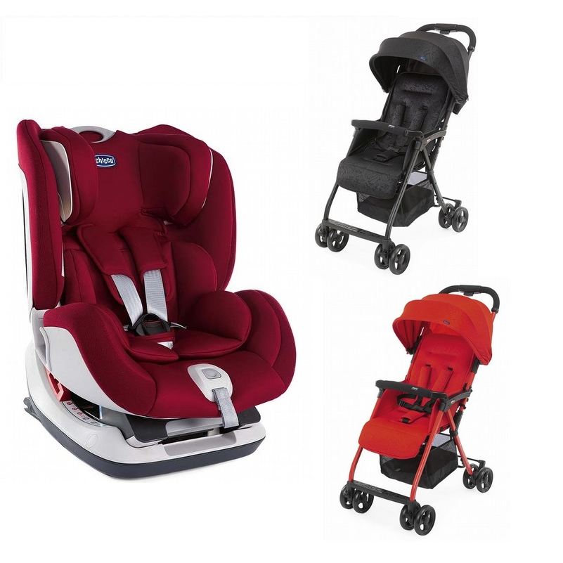 Chicco Seat up 012 Isofix 安全汽座(熱情紅)+OHlalà3都會輕旅手推車(附雨罩)9900元