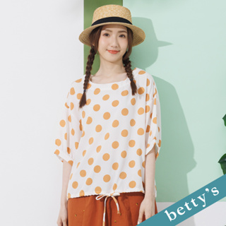 betty’s貝蒂思(21)圓點綁帶造型袖寬版上衣(橘色)