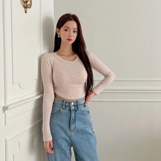ANGELS TEARS 正韓🇰🇷｜圓領針織微透膚上衣｜女裝 上衣 長袖上衣 方領上衣 女生上衣 正韓上衣 韓國代購