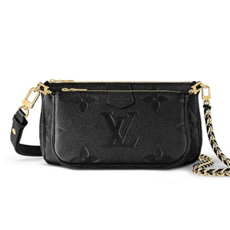 Louis Vuitton M80399 Multi Pochette Accessoires 壓紋斜挎包黑色尺寸： 25x14.5x4.5cm 