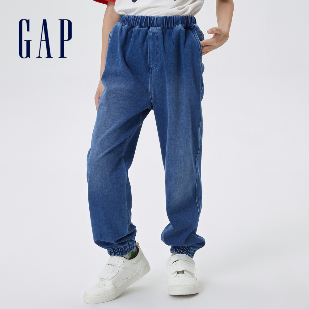 Gap 男童裝 高彈力寬鬆牛仔褲 輕透氣系列-中度水洗(837183)