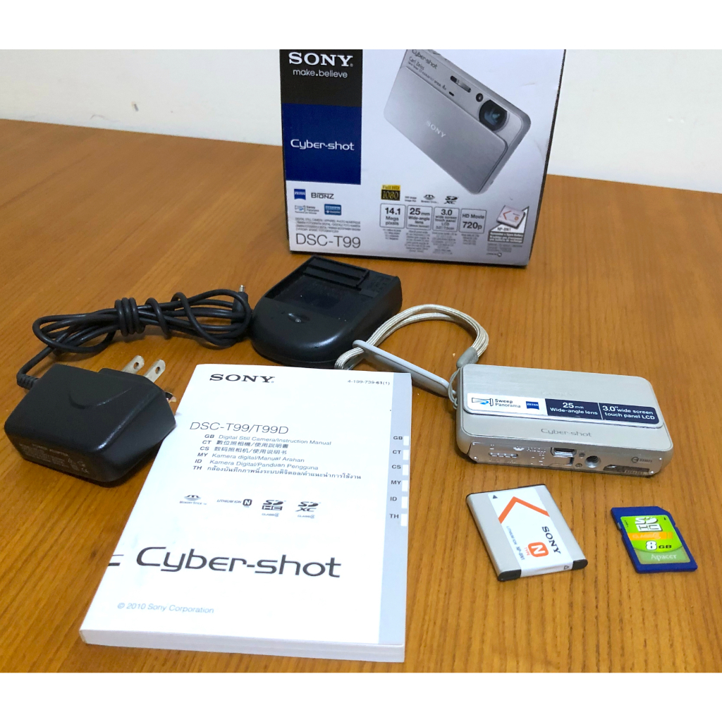 Sony Cyber shot DSC-T99  銀色 數位相機 附Golla 紅色 小相機包 保護套 萬用包 收納包