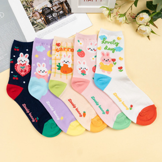 AHUA阿華有事嗎 韓國襪子 可愛小兔兔中筒襪 女襪 K1656 襪子推薦 流行襪首選 可愛 長襪 動物襪子
