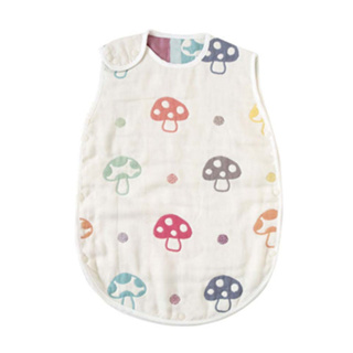【明天是週末】代購 日本製 Hoppetta 六層純棉紗嬰孩防踢被 防踢背心 蘑菇款 新生兒0-3歲