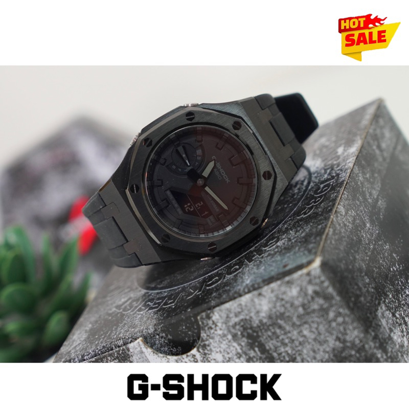 CASIO 卡西歐 G-SHOCK 農家橡樹八角型錶殼-黑X黑  (GA-2100-1A1) 改裝AP版本 二手全新