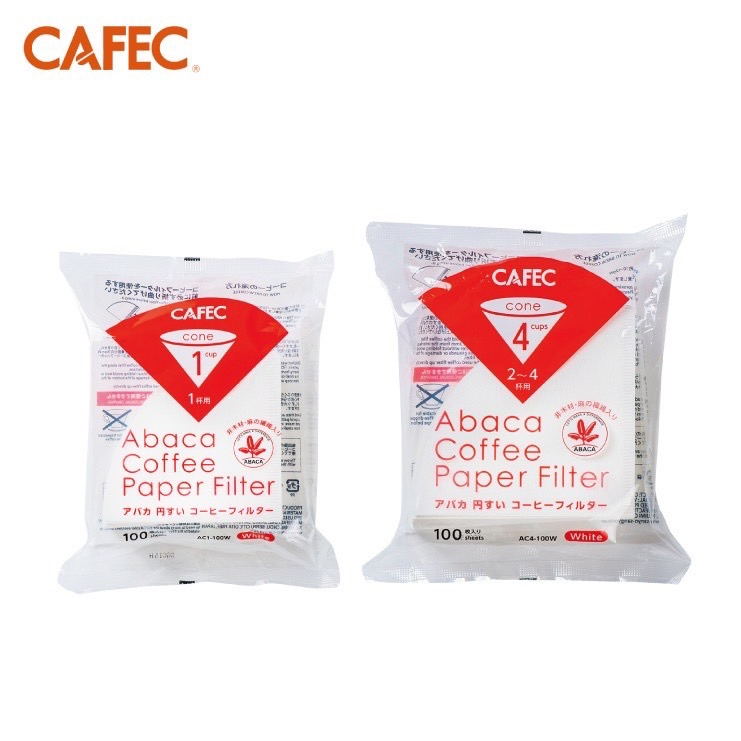 CAFEC 三洋 麻纖維ABACA 錐形濾紙 白色100入 HARIO KONO可『歐力咖啡』