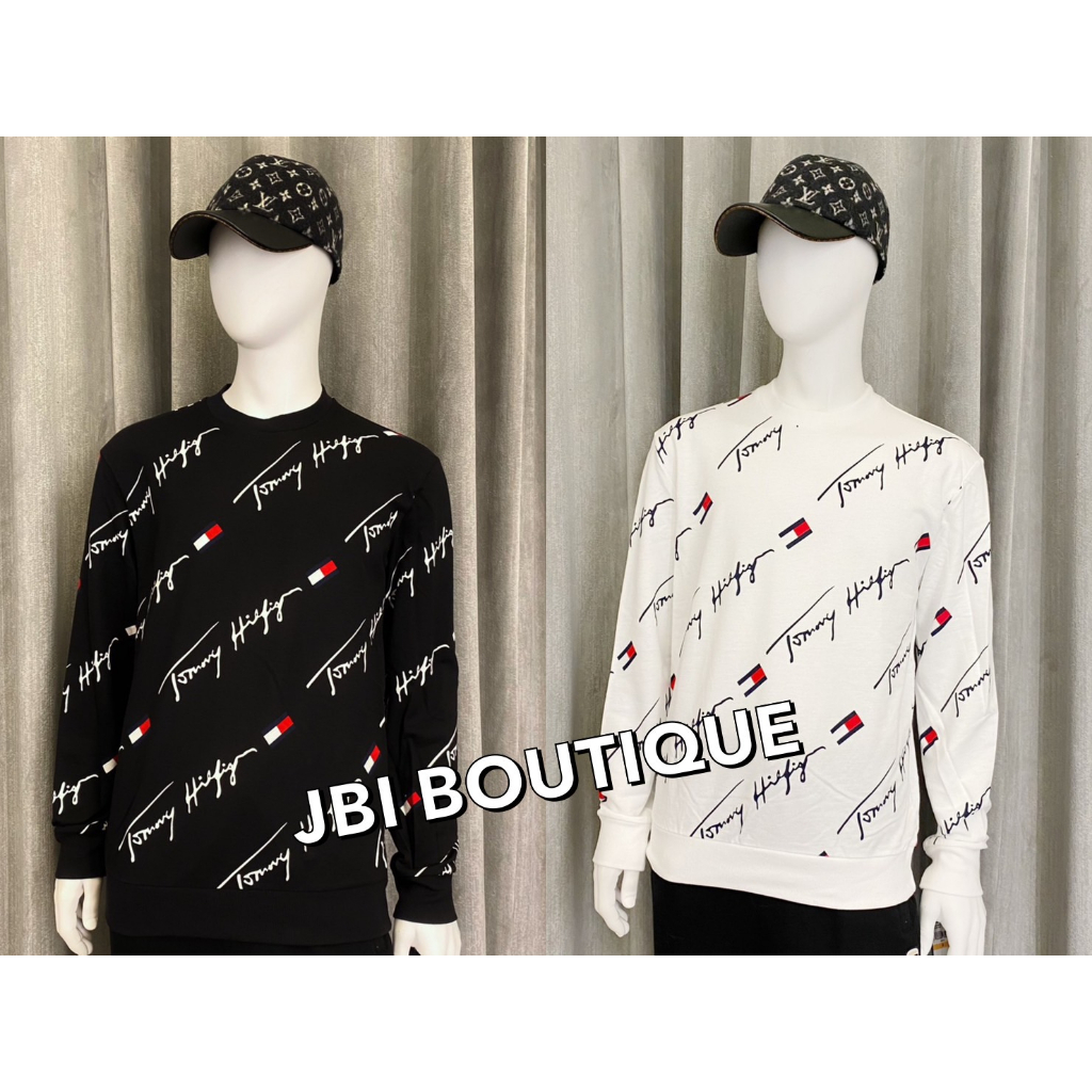 JBI BOUTIQUE✔️TOMMY HILFIGER 滿版草寫文字Logo 黑色/白色 長袖