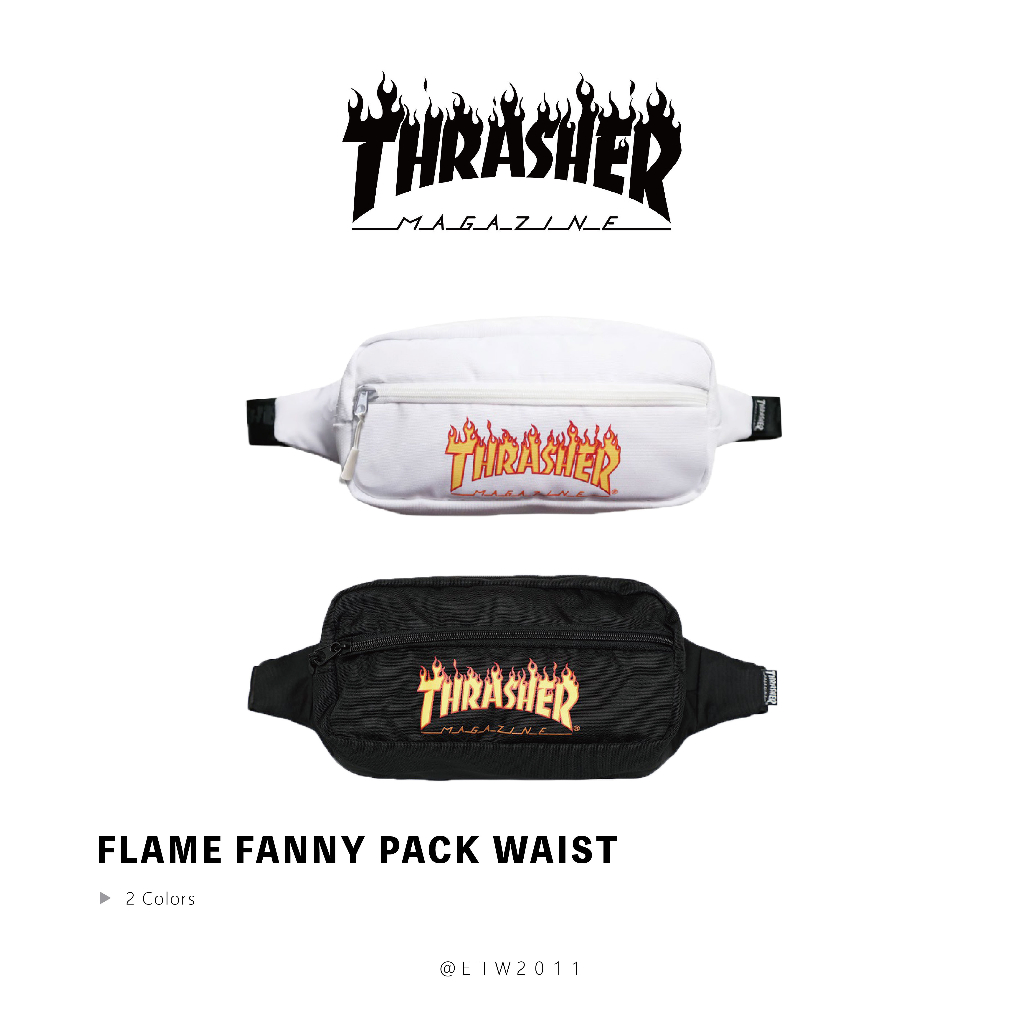 ☆ETW☆【台中店】THRASHER 日線 FLAME FANNY PACK WAIST 火焰 腰包 黑色 白色