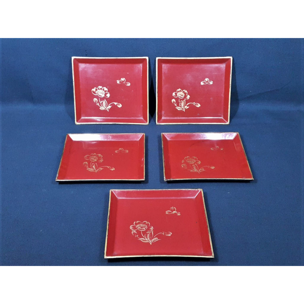 20860円 茶道具 青楓蒔絵 四方盆 青漆一閑 干菓子器 吉田華正作 共箱