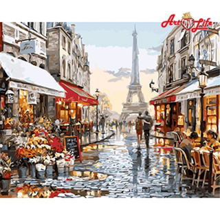 【ArtLife 藝術生活】DTR017巴黎午後_50x65cm含框 DIY 數字油畫 彩繪 全館現貨