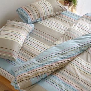 絲薇諾 自由之線-藍 精梳棉床包枕套組/床包被套組(多規格任選) 台灣製