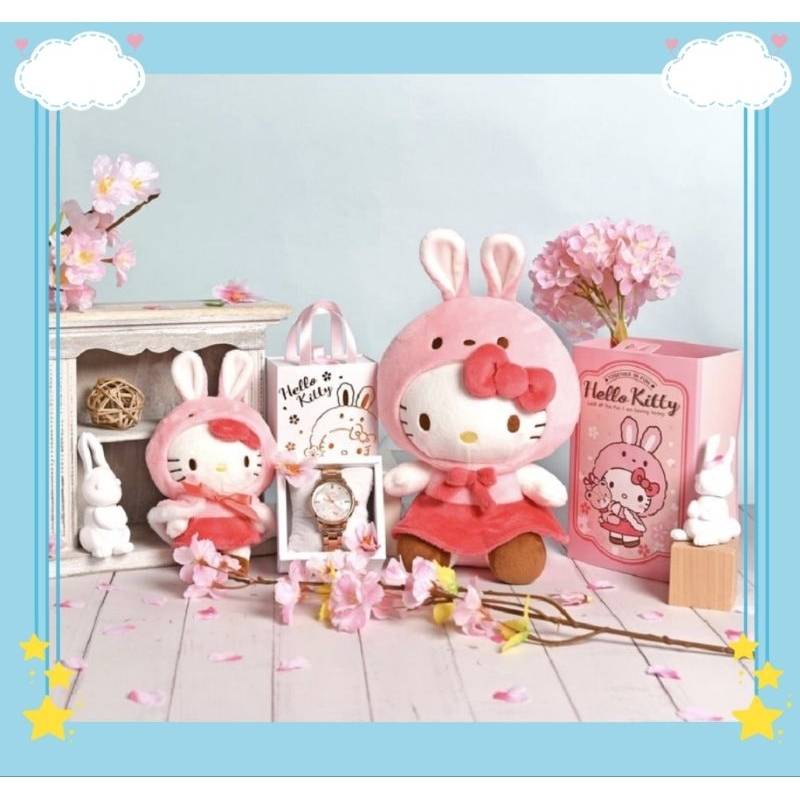 〔全新超限量免運〕Hello Kitty 兔年 5吋絨毛 手錶 手表 電鍍玫瑰金 盒裝 凱蒂貓 粉色 限時特賣