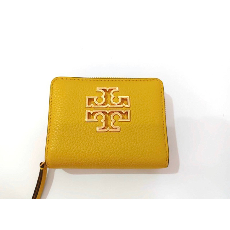 TORY BURCH 十字/簍空LOGO黃色短夾💛📒