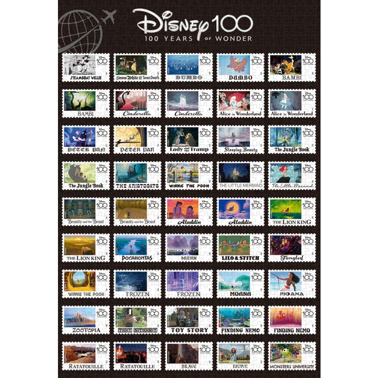 日本進口拼圖（Tenyo）/1000片/迪士尼100週年世界郵票圖