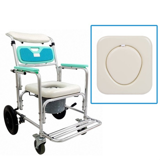 【海夫健康生活館】恆伸 鋁合金 後大輪 洗澡便盆椅 可調後背角度 半躺式(ER-4351)