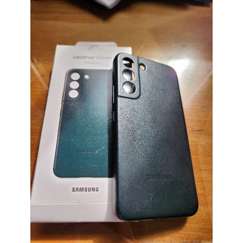 Samsung S22 原廠皮保護殼（綠）二手