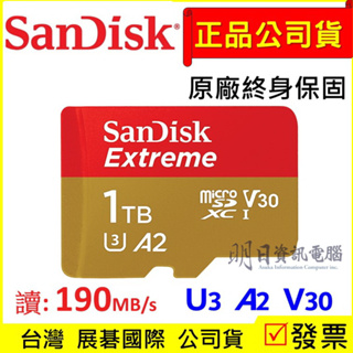 附發票 SanDisk Extreme 1TB 記憶卡 A2 U3 V30 microSD 金卡