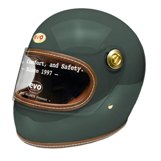 EVO 安全帽 CA891 素色 深墨綠 復古 車縫 全罩 經典樂高帽《比帽王》