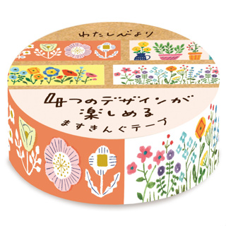 ●貓派●手繪花園風紙膠帶4種圖案一次滿足 メモ友達 日本直送
