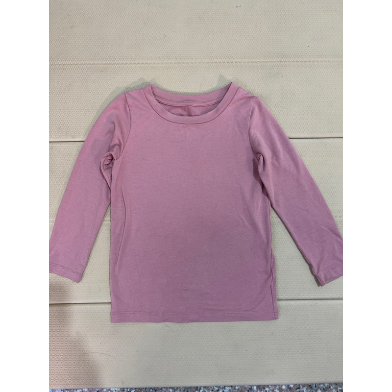 二手兒童女童-Uniqlo heattech粉紅色發熱衣/內搭衣:長袖上衣110公分