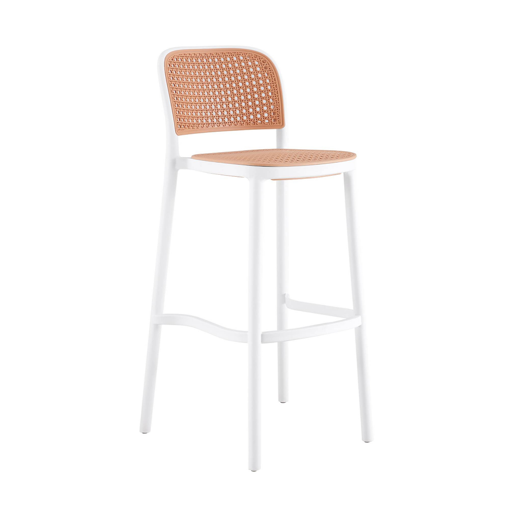 【萊夫家居】JF-484-8：白色塑膠吧台椅【台中家具】塑膠藤吧台椅 高腳椅 餐椅 PP餐椅 白色吧台椅 北歐風吧台椅