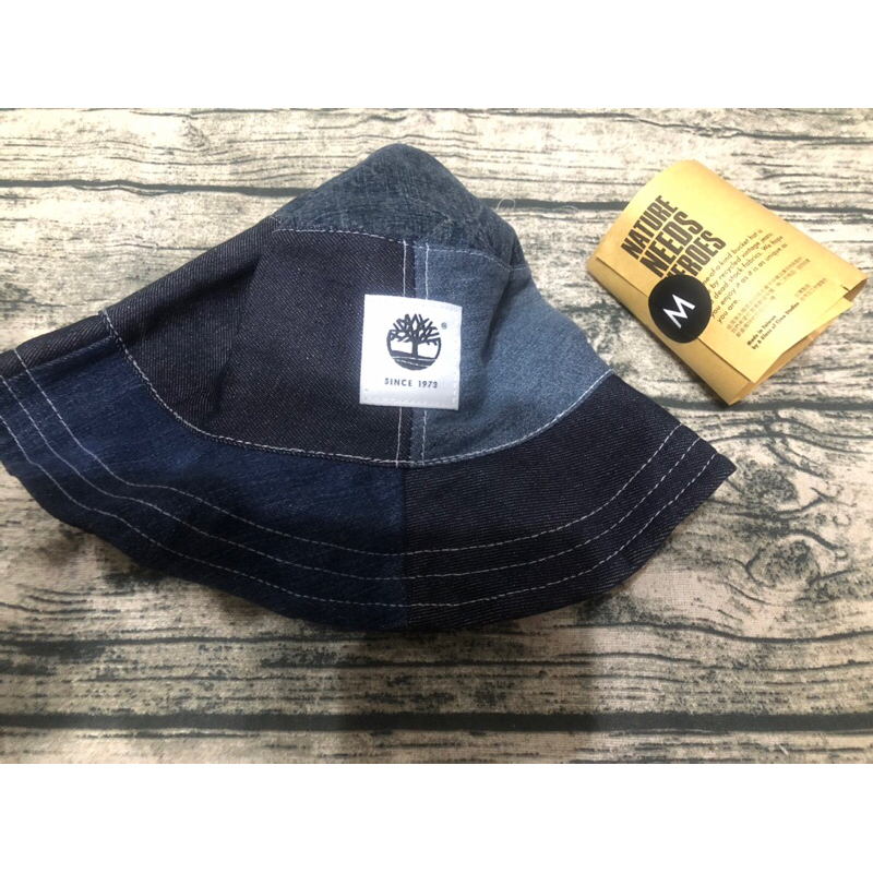 全新轉賣 timberland 潮流牛仔經典logo拼布漁夫帽 拼接藍設計 帽子正品正貨熱賣限定男女