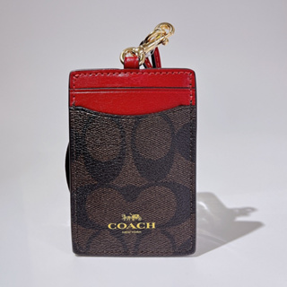 上班族配件 COACH 深咖啡紅色 PVC 材質 ID證件夾-#63274