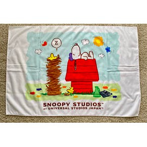 日本 正品 Snoopy 史努比 浴巾 毛巾 藍色 天空 紅色 狗屋 大毛巾 毯子 非賣品 限定