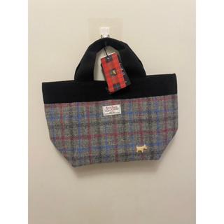 灰色 Scottish House & 英國百年織品Harris Tweed 聯名款毛料格紋手提包