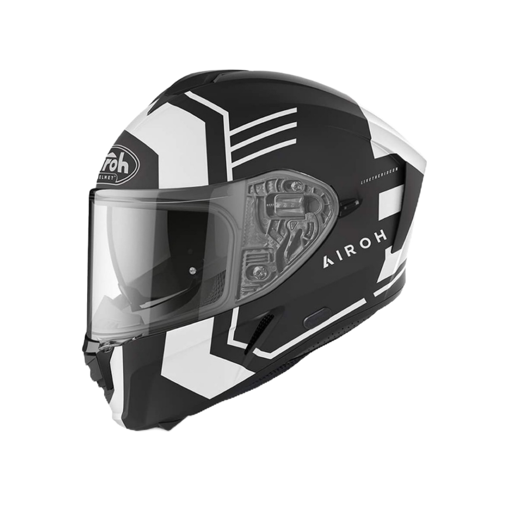 AIROH SPARK 安全帽 9 消光黑白 全罩 安全帽 內墨片 輕量 通風 快拆鏡片 義大利品牌《比帽王》