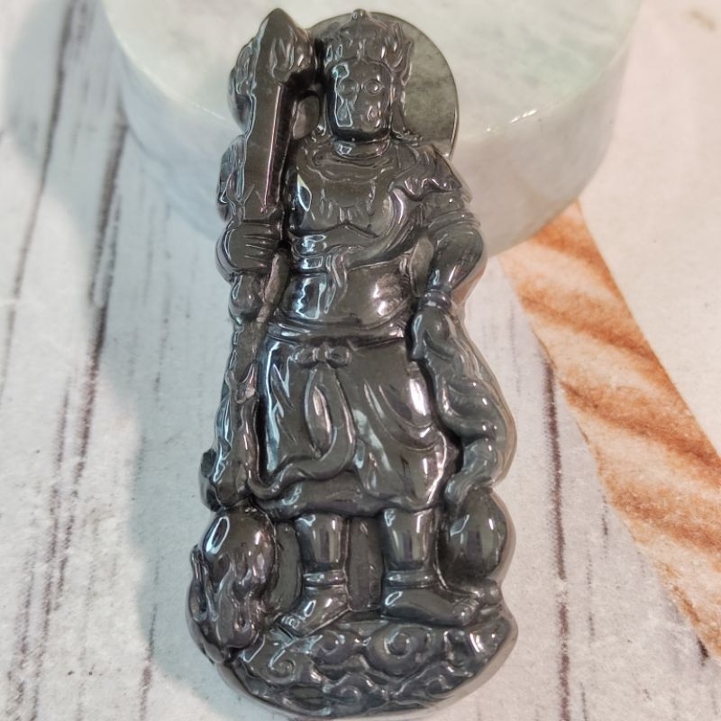 ☯️除障守護☯️天然緬甸玉 A貨翡翠-黑烏雞 精雕 不動明王 屬雞守護神 【92jade 遇見善緣】現貨特惠