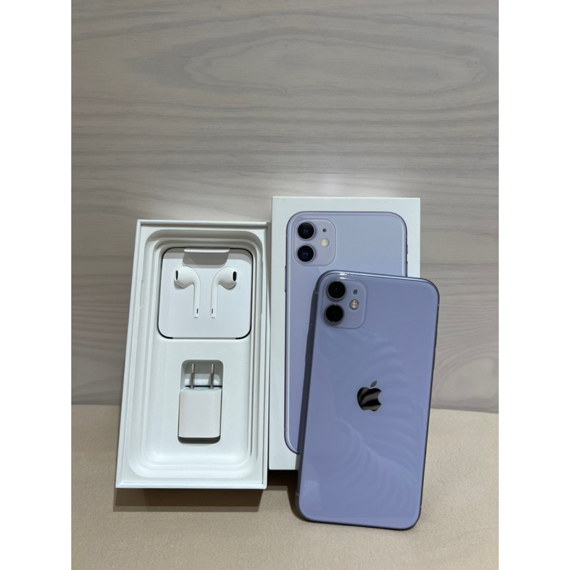《二手可議價》iPhone 11 256G 紫 i11 （6.1吋）原盒附耳機、豆腐頭 附螢幕保護貼、犀牛盾手機殼（紫）