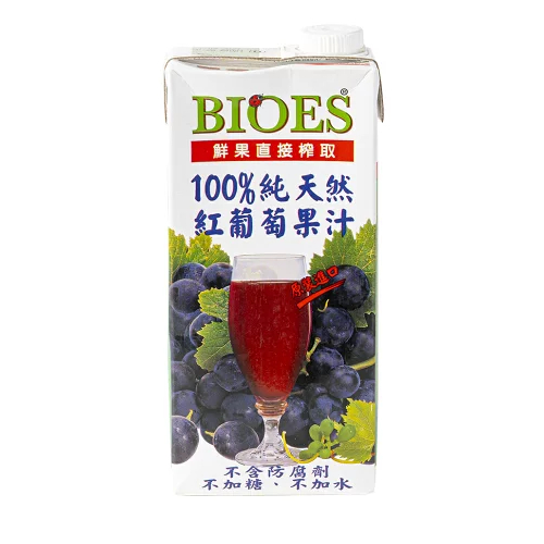BIOES囍瑞 100%純天然紅葡萄果汁[箱購] 1L x 12【家樂福】