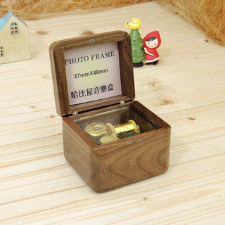 【淡水音樂盒館】胡桃木 相框音樂盒 可DIY更換相片 (可指定曲目)美女野獸 龍貓 交換禮物【台灣原創】
