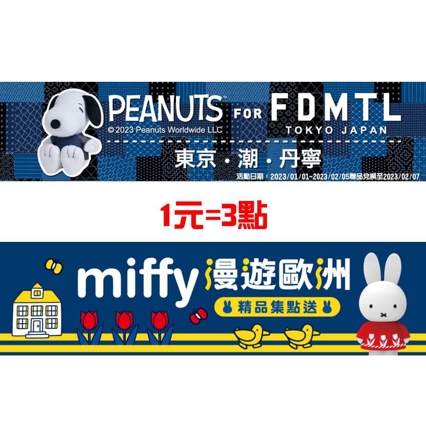 點數 7-11 集點 電子點數 史努比 東京潮丹寧 Miffy 漫遊歐洲 1元3點